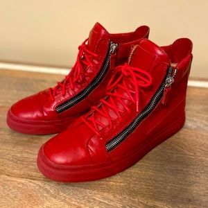 Giuseppe Zanotti Men's Red High Top Shoes Size 43.5 EU, 10.5 US Men